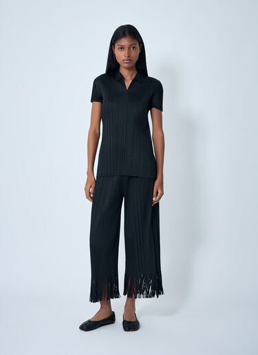 Pleats Please Issey Miyake Fringe Pleated Pants Black plp0262008