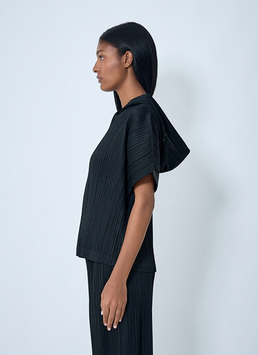 Pleats Please Issey Miyake Hooded Pleated Shirt Black plp0262010