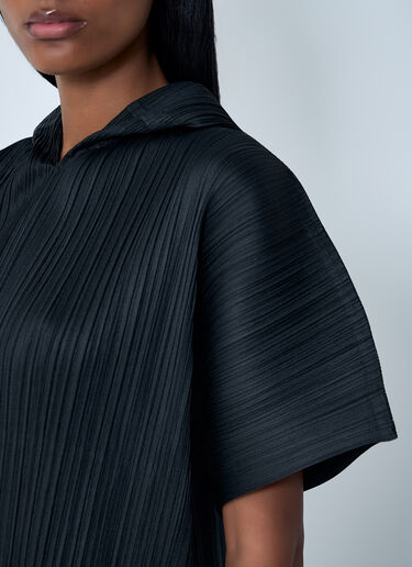 Pleats Please Issey Miyake Hooded Pleated Shirt Black plp0262010