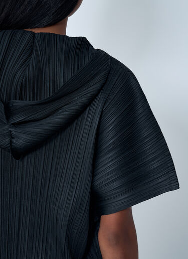 Pleats Please Issey Miyake Hooded Pleated Shirt Black plp0262010