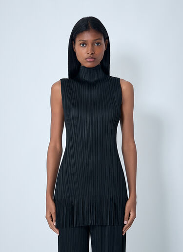 Pleats Please Issey Miyake Pleated Wave Tunic Top Black plp0262011