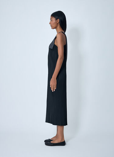 Pleats Please Issey Miyake Contrast Panel Pleated Midi Dress Black plp0262012