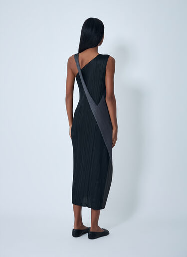 Pleats Please Issey Miyake Contrast Panel Pleated Midi Dress Black plp0262012
