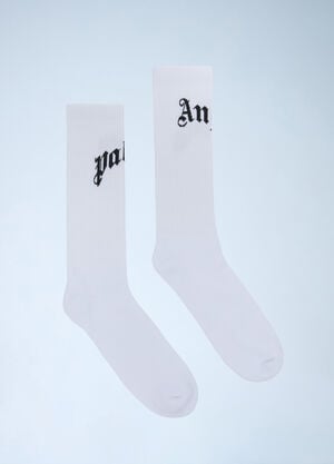 Palm Angels Curved Logo Socks White pma0160010