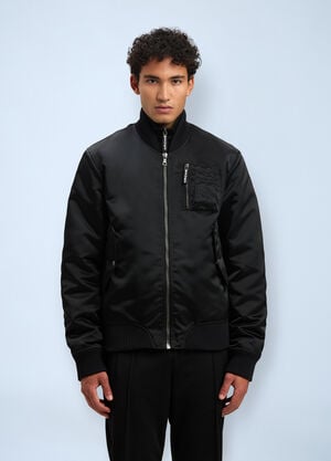 Palm Angels Logo Print Bomber Jacket Black pma0160048