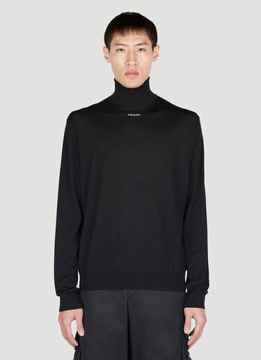 Logo Intarsia High Neck Sweater Prada Logo Intarsia High Neck Sweater Black pra0152101
