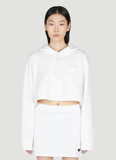 Prada Cropped Hooded Sweatshirt White pra0253003