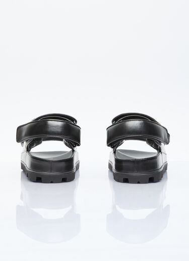 Prada 徽标铭牌皮革凉鞋 黑色 pra0256020