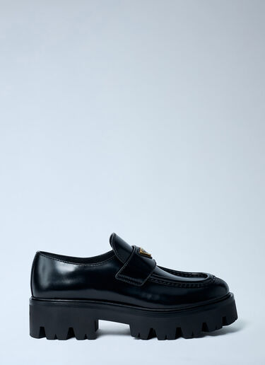 Prada Brushed Leather Loafers Black pra0262051