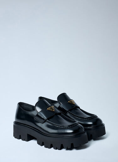 Prada Brushed Leather Loafers Black pra0262051