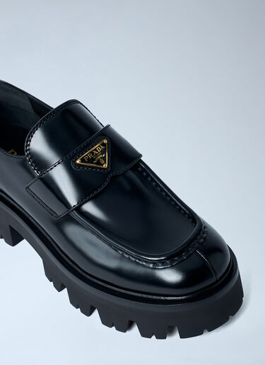 Prada Brushed Leather Loafers Black pra0262051