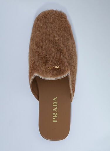 가죽 포니 헤어 뮬 Prada 가죽 포니 헤어 뮬 연베이지 pra0262111