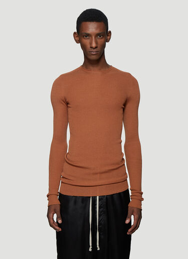 Rick Owens Ribbed Round Neck Sweater Beige ric0137010