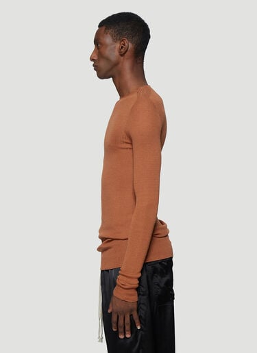 Ribbed Round Neck Sweater Rick Owens Ribbed Round Neck Sweater Beige ric0137010