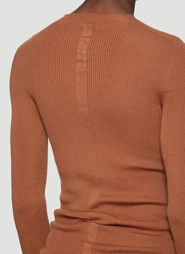Ribbed Round Neck Sweater Rick Owens Ribbed Round Neck Sweater Beige ric0137010