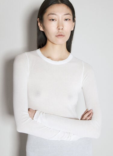 Rick Owens 긴팔 골지 티셔츠 화이트 ric0255022