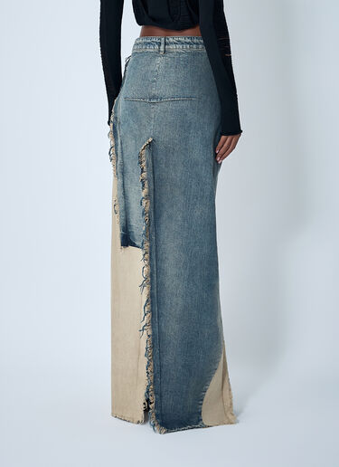 Rick Owens Denim Distressed Maxi Skirt Blue ric0262015