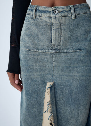 Rick Owens Denim Distressed Maxi Skirt Blue ric0262015