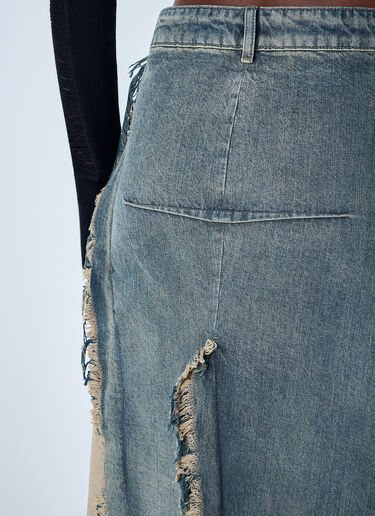 Rick Owens Denim Distressed Maxi Skirt Blue ric0262015