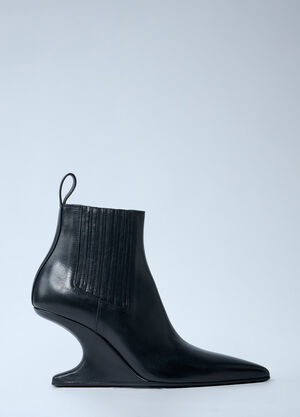 Rick Owens Leather Wedge Ankle Boots Black ric0262020