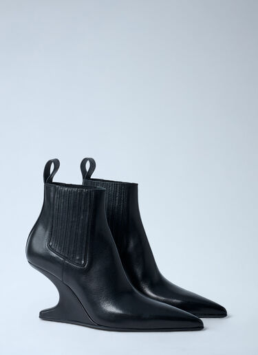 Rick Owens Leather Wedge Ankle Boots Black ric0262020