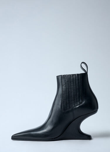 Rick Owens Leather Wedge Ankle Boots Black ric0262020