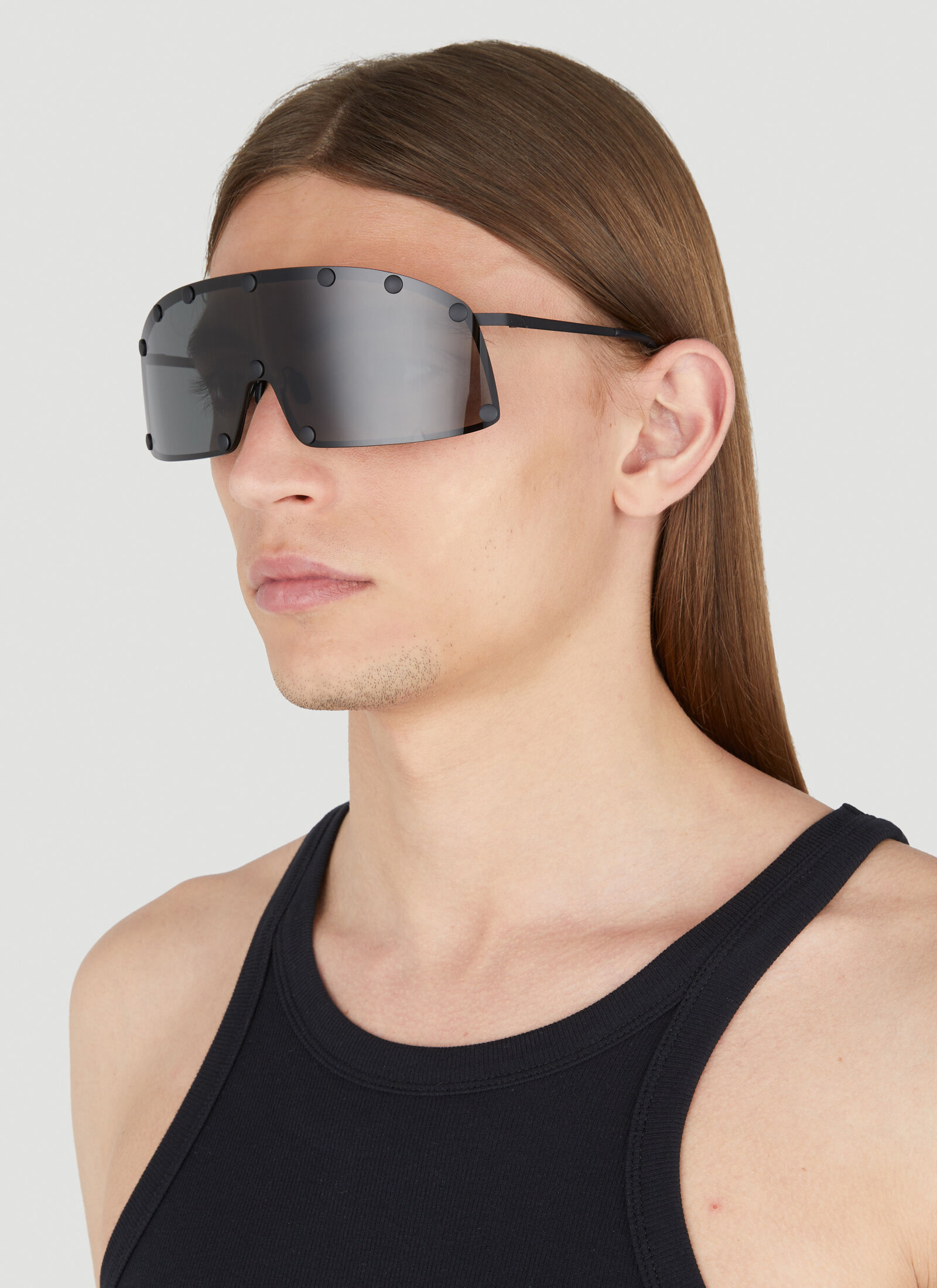 Rick Owens SHIELDING SUNGLASSES BLK TEMPLE / BLK LENSシール  