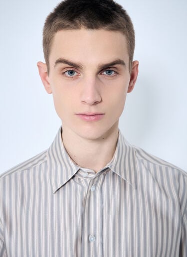 The Row Luigi Striped Shirt Beige row0159002