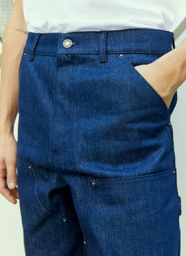 Double Denim Knee Work Pants Sky High Farm Workwear Double Denim Knee Work Pants Blue skh0354001