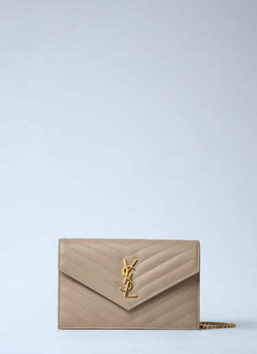 Saint Laurent Cassandre Envelop Chain Wallet Beige sla0260053