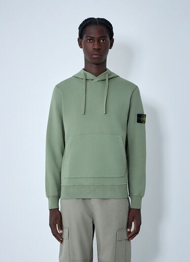 Stone Island Logo Motif Hooded Sweatshirt Green sto0162025