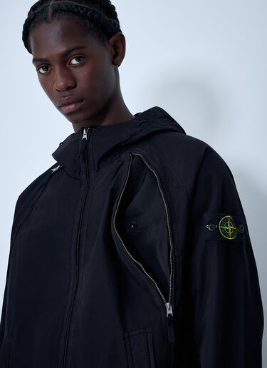 Stone Island 徽标贴饰连帽夹克 黑色 sto0162047