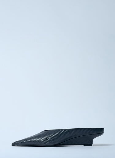 TOTEME Sharp Lizard-Embossed Wedge Mules Black tot0259032