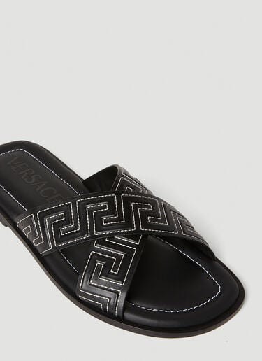 交叉带 Greca 拖鞋 Versace 交叉带 Greca 拖鞋 黑色 ver0152021