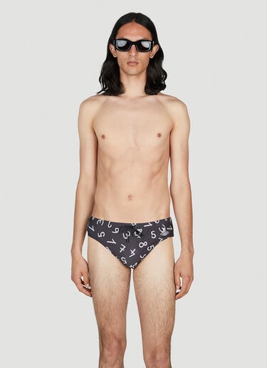Numerical Print Swim Briefs Vivienne Westwood Numerical Print Swim Briefs Black vvw0152004