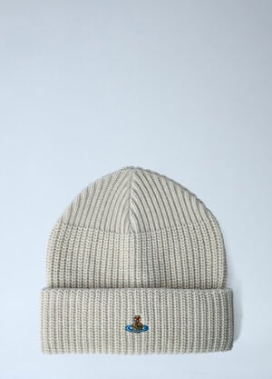 Vivienne Westwood Logo Motif Beanie Hat White vvw0162011