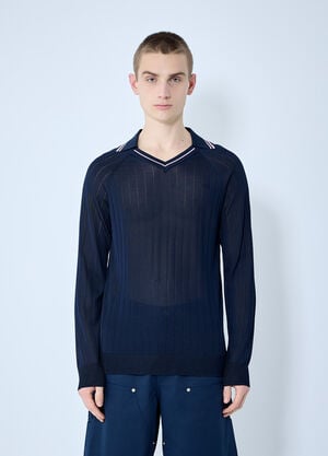 Wales Bonner Roots Polo Shirt Blue wbn0160003