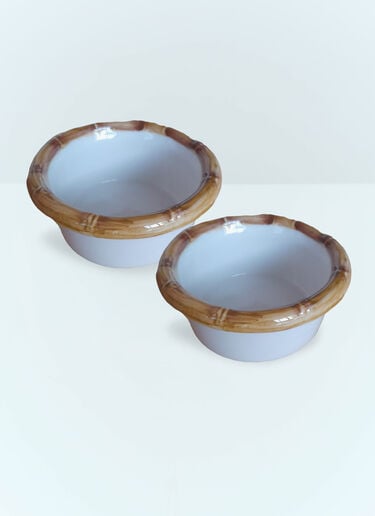 Set Of Two Bamboo Starter Bowls Les-Ottomans Set Of Two Bamboo Starter Bowls White wps0691393