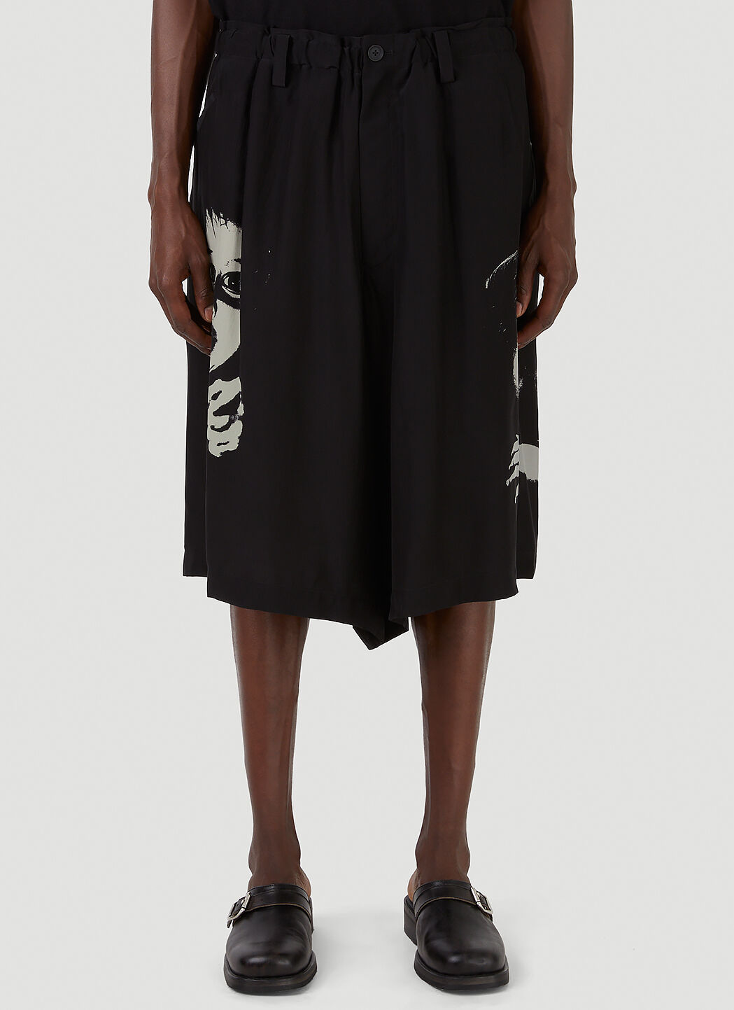 yoro★ Yohji Yamamoto Men's' O-Beroko Print Shorts in Black | LN-CC®