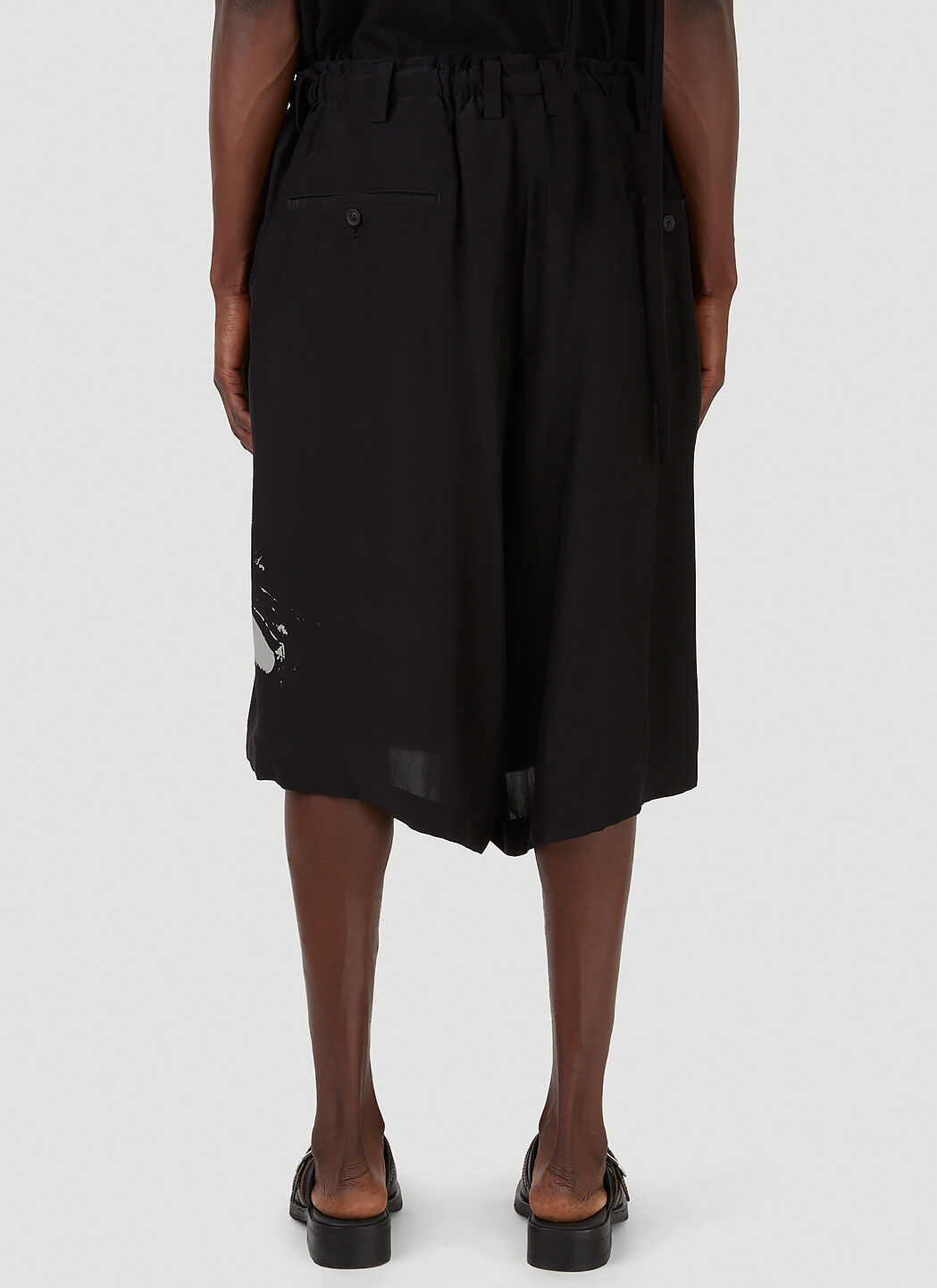Yohji Yamamoto Men's' O-Beroko Print Shorts in Black | LN-CC®