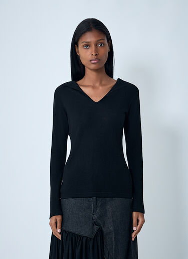 Yohji Yamamoto Lace-Up Wool Sweater Black yoy0262006