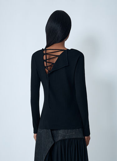 Lace-Up Wool Sweater Yohji Yamamoto Lace-Up Wool Sweater Black yoy0262006