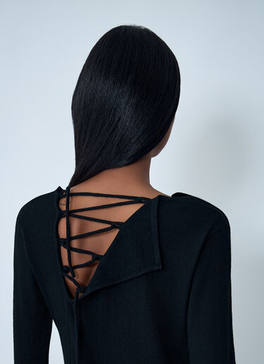 Yohji Yamamoto Lace-Up Wool Sweater Black yoy0262006