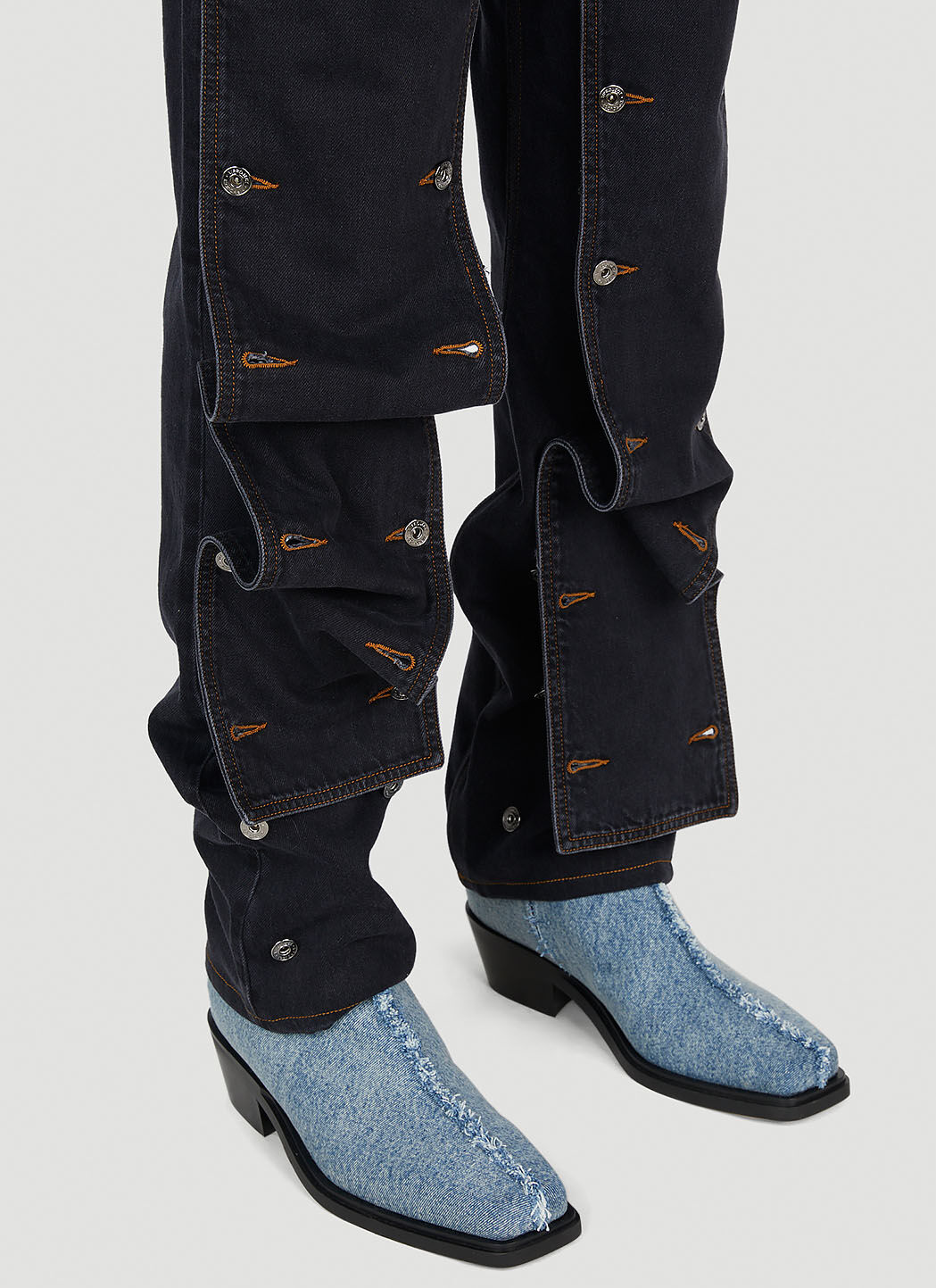 Y/Project Men's' Button Panel Jeans in Black | LN-CC®