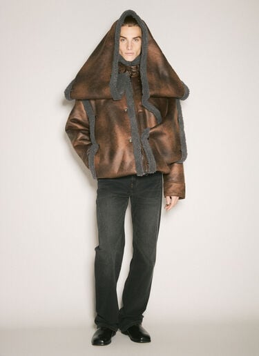 Snap-Off Hood-Panel Aviator Jacket Y/Project Snap-Off Hood-Panel Aviator Jacket Brown ypr0158002
