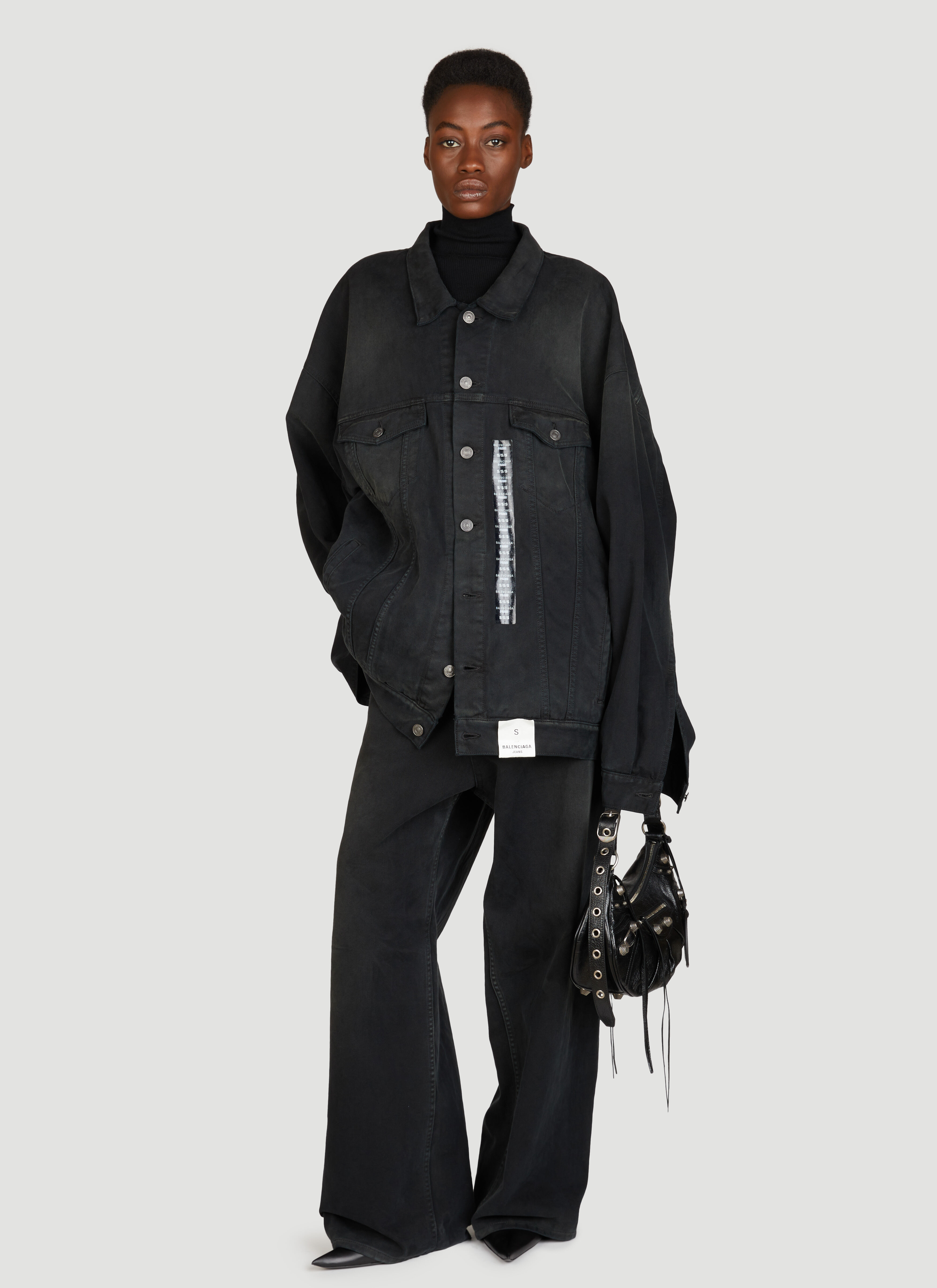 Balenciaga レディース ステッカー バギー ジーンズ の ブラック Balenciaga レディース ステッカー バギー ジーンズ の ブラック