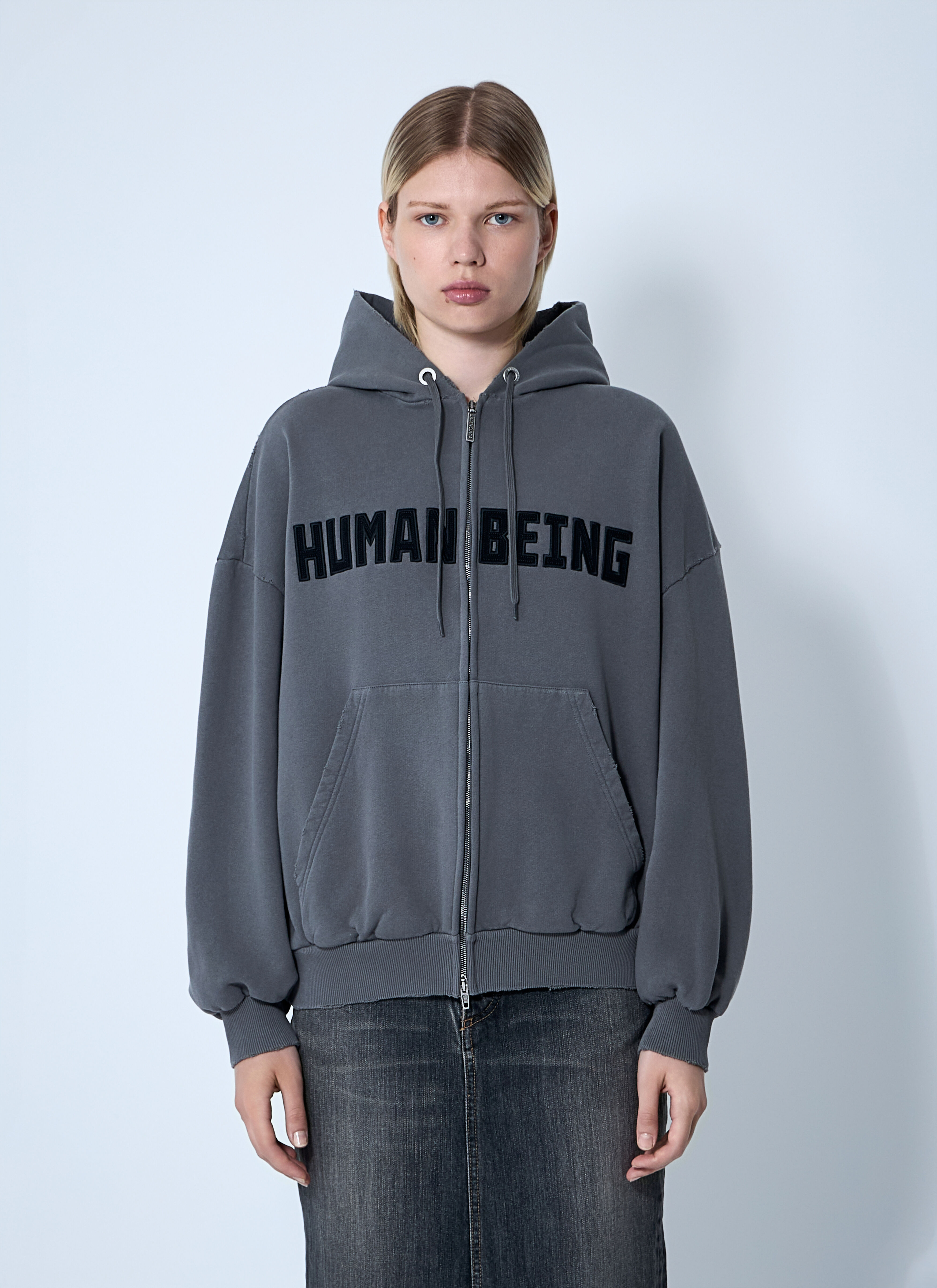 balenciaga グレー フード付きパーカー 中古・古着通販】BALENCIAGA (バレンシアガ) ロゴプリント