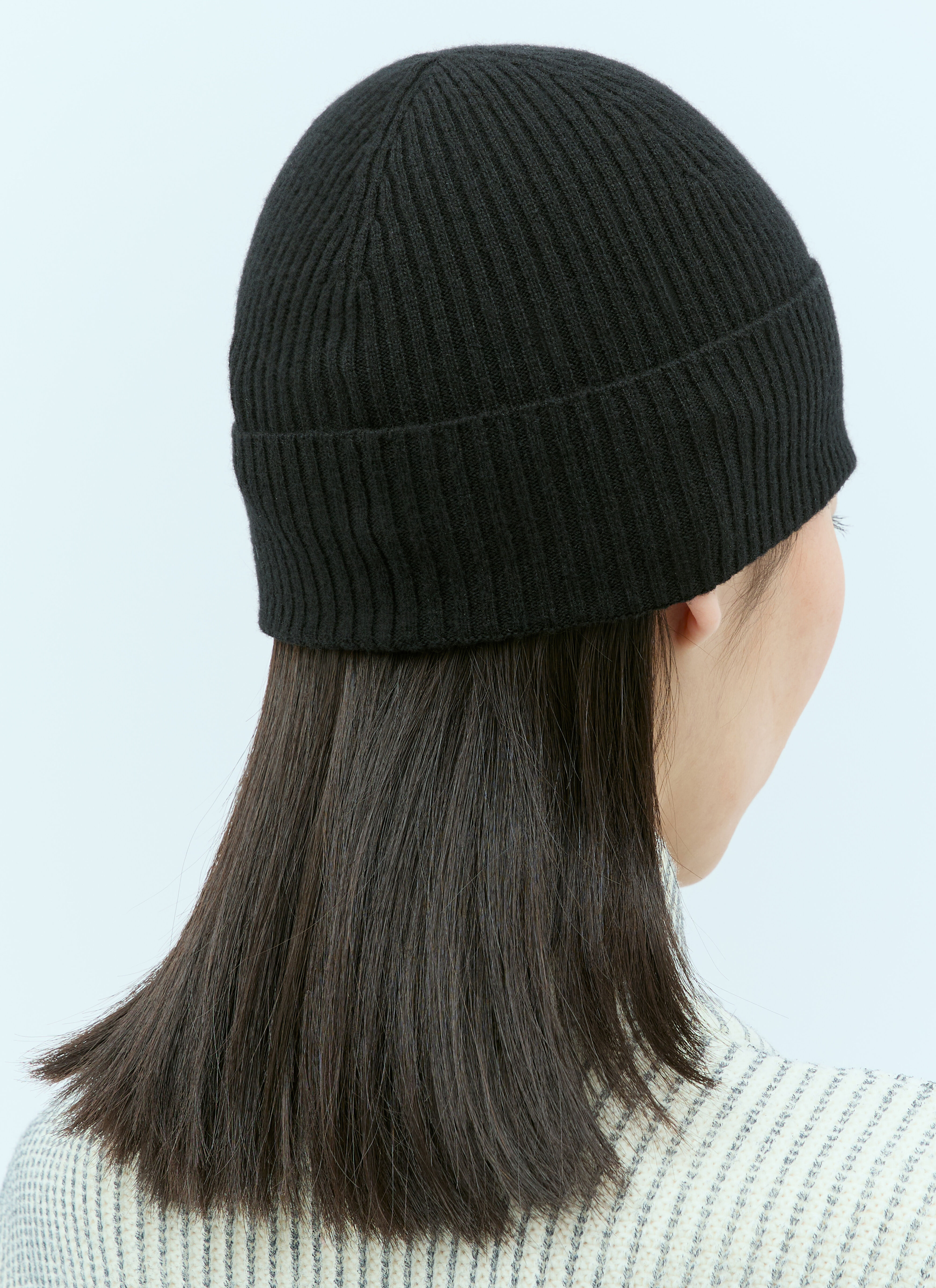 モンクレールRick Owensコラボニット帽 Moncler x Rick Owens レディース ロゴパッチ カシミアビーニー