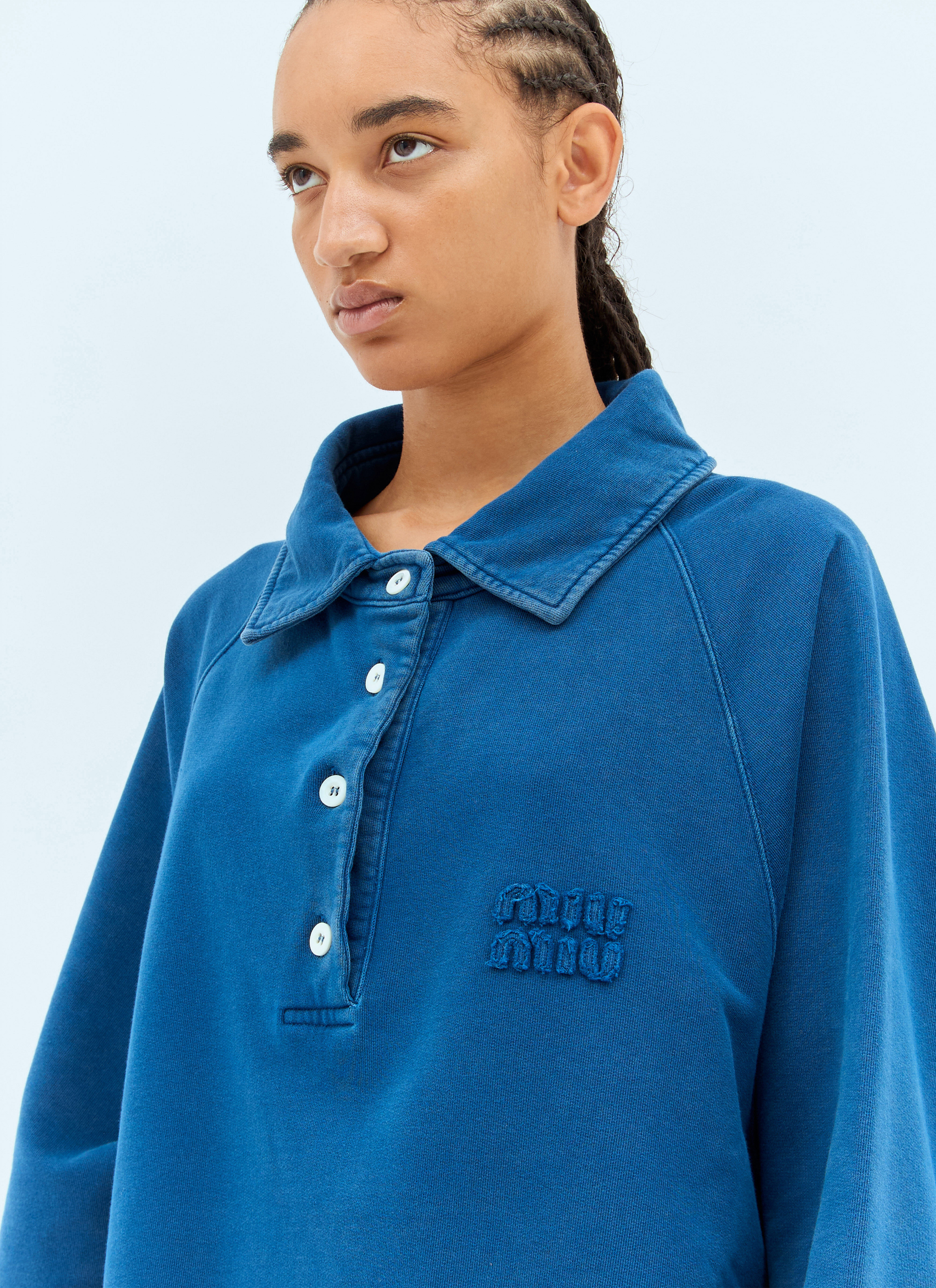 Miu Miu ロゴパッチ ポロスウェットシャツ MiuMiu】 ロゴパッチ ポロスウェットシャツ (MiuMiu/ポロシャツ