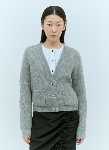 GANNI Soft Wool-Blend Cardigan Grey gan0255033